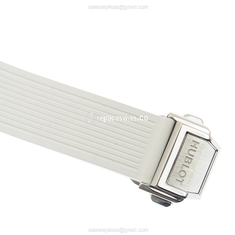 Hublot BIG BANG Replica - Automatic - Stainless Steel - White Dial - Diamond Case - Rubber Strap - View 4