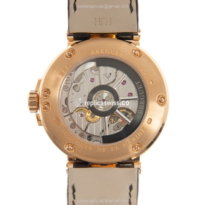 Breguet 5517BR/12/9ZU Marine - Auto 18kt Rose Gold - Silver Dial - Brown Alligator Strap - View 3