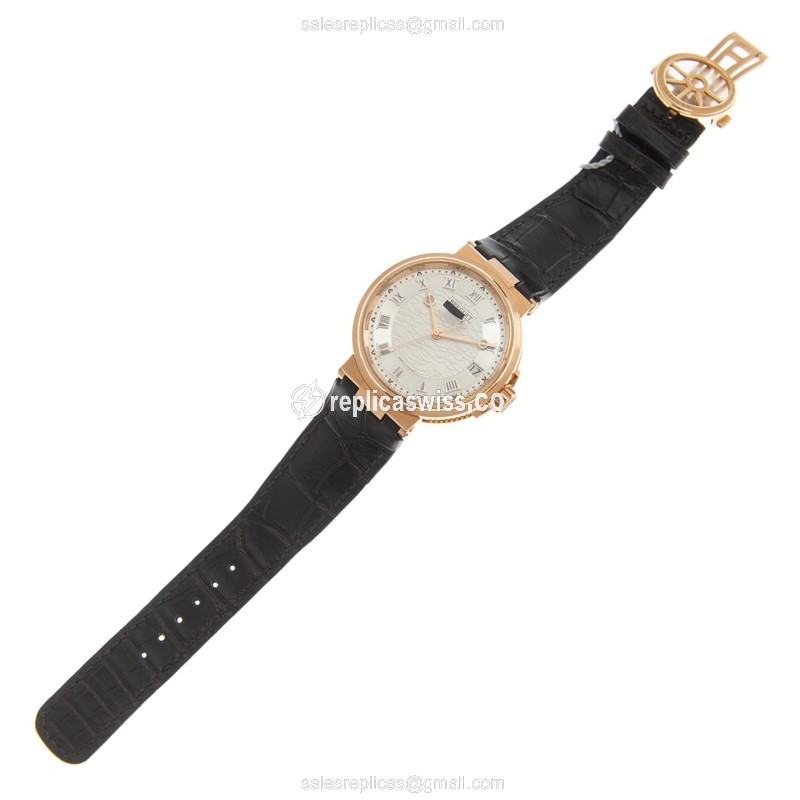 Breguet 5517BR/12/9ZU Marine - Auto 18kt Rose Gold - Silver Dial - Brown Alligator Strap - View 2