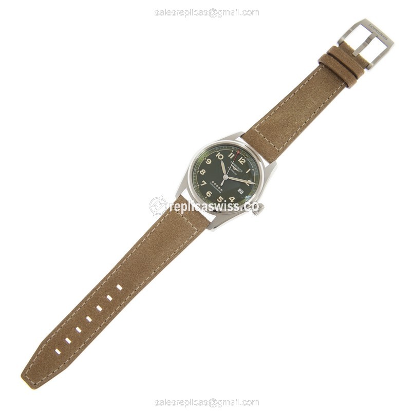 Longines Spirit Replica - Automatic - Green Dial - Brown Leather Strap - View 2