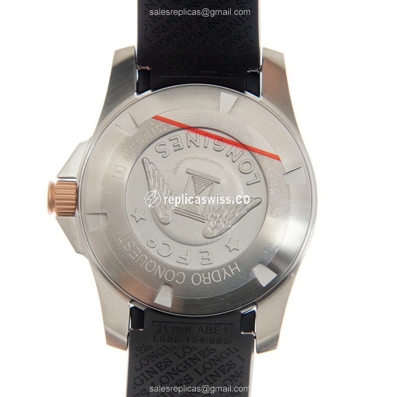 Longines CONQUEST Replica - Automatic - Ceramic Case - Black Dial, Rubber Strap - View 3