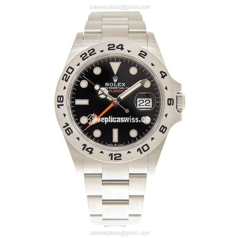 Rolex Explorer II Replica - Automatic - Steel - Black Dial on Silver - View 2