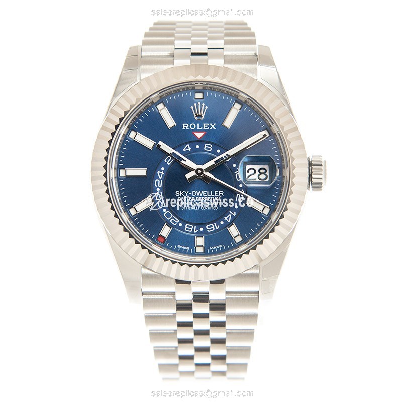 Rolex 326934-0004 Replica - Automatic - White Gold/Steel Case - Blue Dial on Silver Strap - View 2