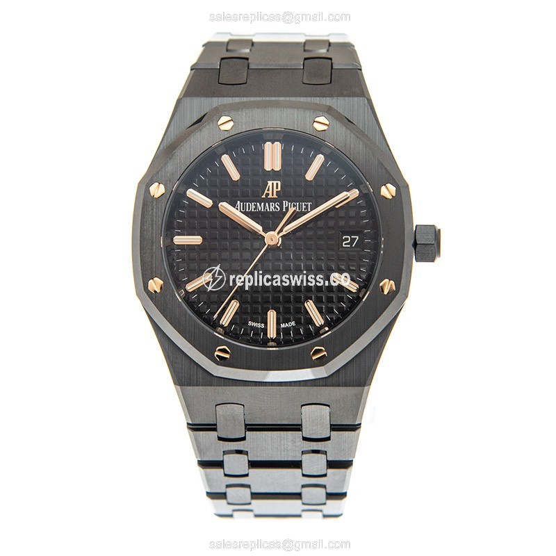 Audemars Piguet ROYAL OAK Replica - Automatic Ceramic - Black Dial - Black Ceramic Strap - View 2