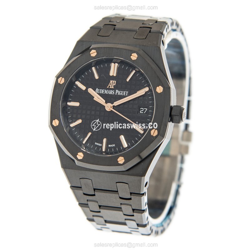 Audemars Piguet ROYAL OAK Replica - Automatic Ceramic - Black Dial - Black Ceramic Strap - View 3
