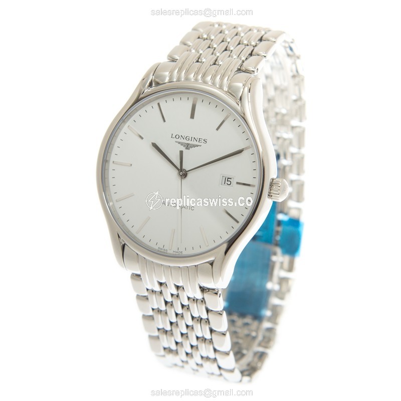 Longines Lyre Replica - Automatic - Steel Case - White Dial, Silver Clasp - View 3
