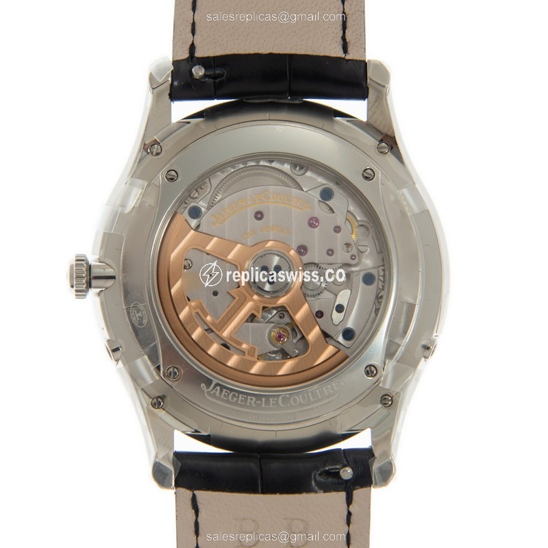 Jaeger-Lecoultre Q1368471 Replica - Ultra Thin - Automatic - Steel Case - Black Dial - Leather Strap - View 3