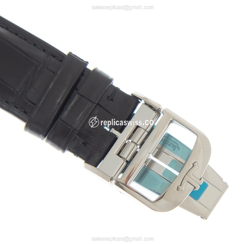 Jaeger-Lecoultre Q1368471 Replica - Ultra Thin - Automatic - Steel Case - Black Dial - Leather Strap - View 4
