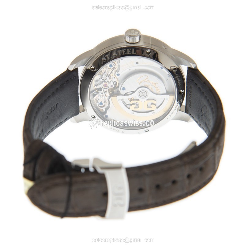 Glashutte PANO Automatic - Stainless Steel - Green Dial - Brown Alligator Strap - View 4