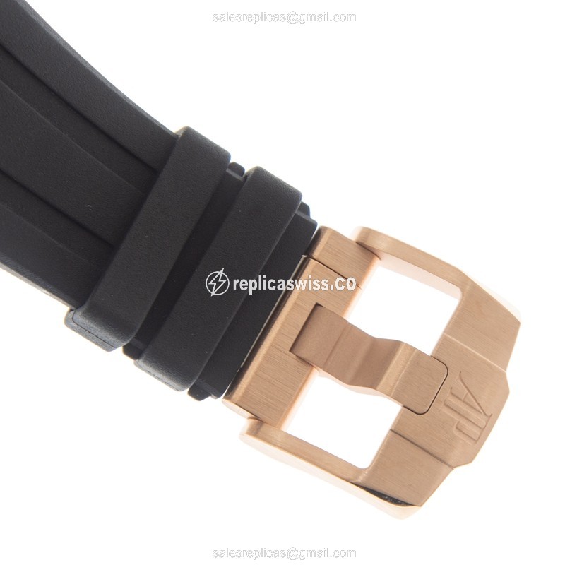 AP 26420RO.OO.A002CA.01 Replica - Auto - 18kt Rose Gold - Black Dial - Rubber Black Strap - View 4