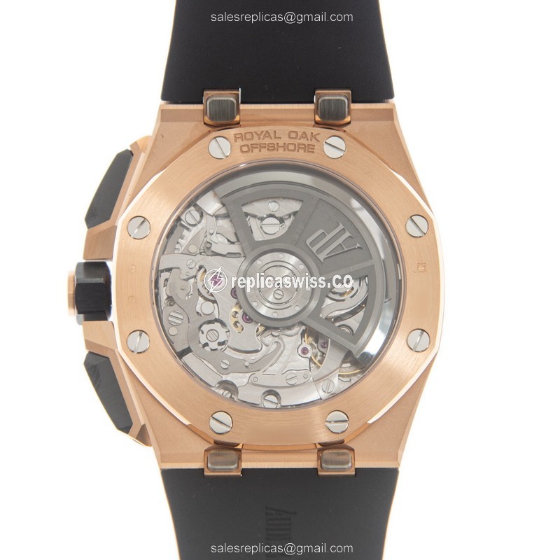 AP 26420RO.OO.A002CA.01 Replica - Auto - 18kt Rose Gold - Black Dial - Rubber Black Strap - View 3