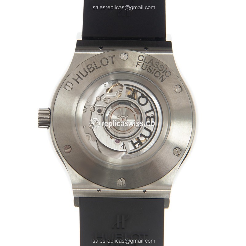 Hublot Classic Fusion Replica - Automatic - Titanium Case - Black Dial - Rubber Strap - View 3