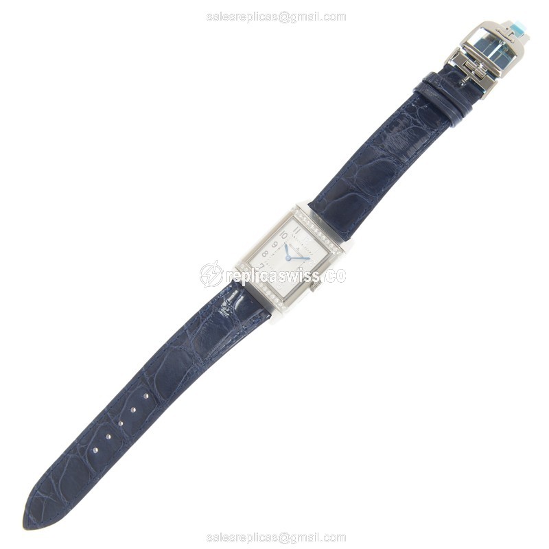 Jaeger-Lecoultre Q2578480 REVERSO - Automatic - Steel Case - White Dial - Blue Alligator Strap - View 2