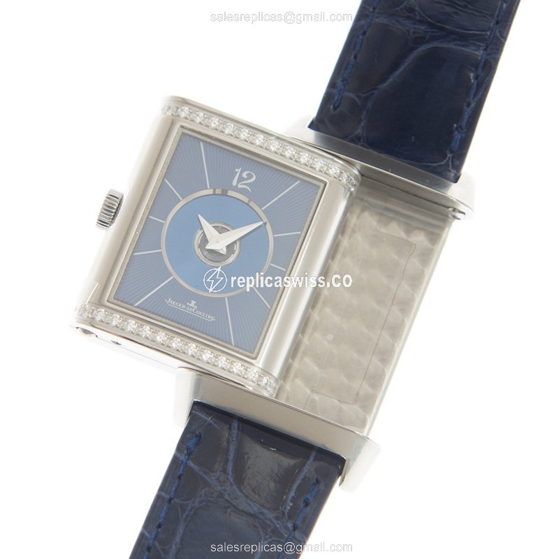 Jaeger-Lecoultre Q2578480 REVERSO - Automatic - Steel Case - White Dial - Blue Alligator Strap - View 3