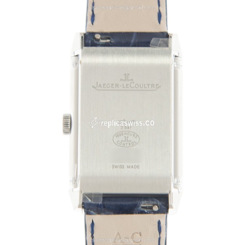 Jaeger-Lecoultre Q2578480 REVERSO - Automatic - Steel Case - White Dial - Blue Alligator Strap - View 4