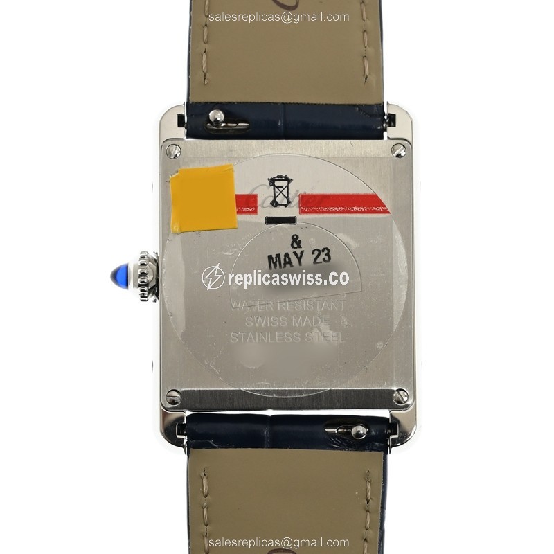 Cartier WSTA0055 Replica - Quartz - Steel Case - Blue Dial - Green Leather Strap - Buckle Clasp - View 3