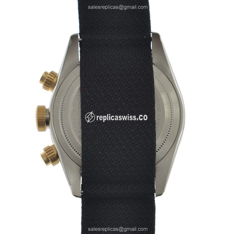 Tudor Black Bay Replica - Automatic - 18kt Gold & Steel - Black Dial - Brown Canvas Strap - View 3