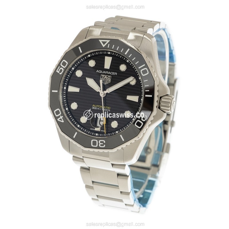 Tag Heuer Aquaracer Replica - Automatic - Steel - Black Dial - Silver Strap - View 3