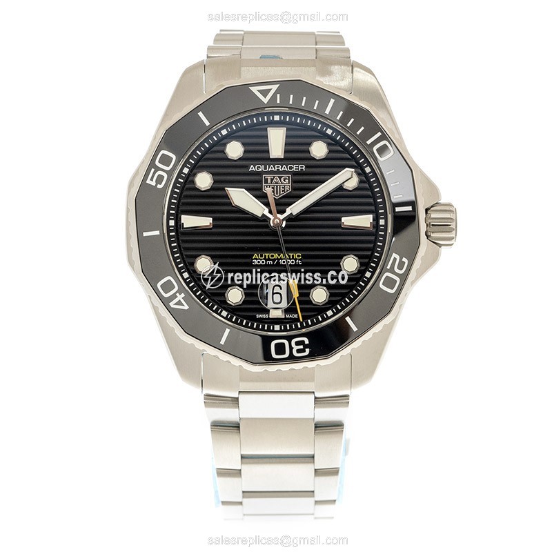 Tag Heuer Aquaracer Replica - Automatic - Steel - Black Dial - Silver Strap - View 2