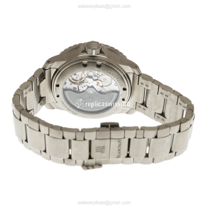 Blancpain 5050-12B30-98 FIFTY FATHOMS - Auto Titanium Case - Black Dial - Silver Strap - View 4