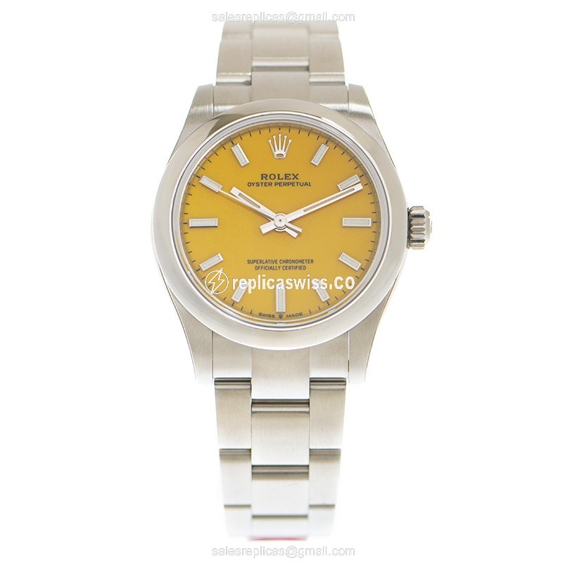 Rolex 277200-0005 Replica - Automatic | Steel Case | Yellow Dial | Silver Clasp & Steel Strap - View 2