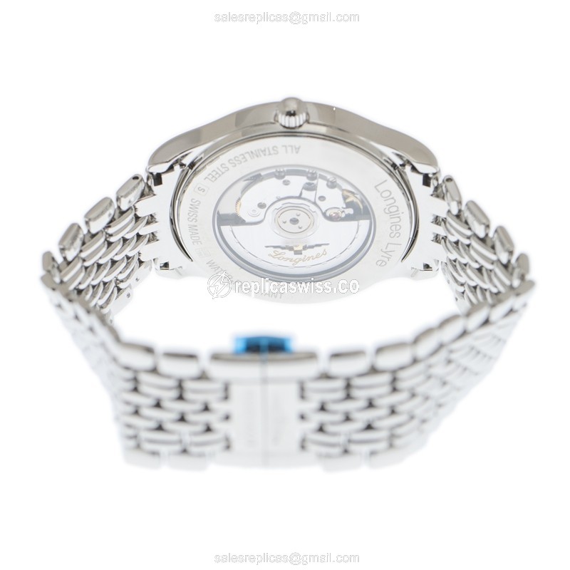 Longines Lyre Replica - Automatic - Steel Case - White Dial, Silver Clasp - View 4