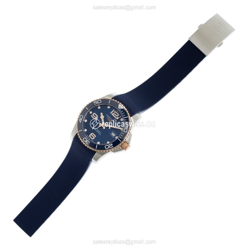 Longines CONQUEST Replica - Automatic - Ceramic Case - Blue Dial, Rubber Strap - View 2