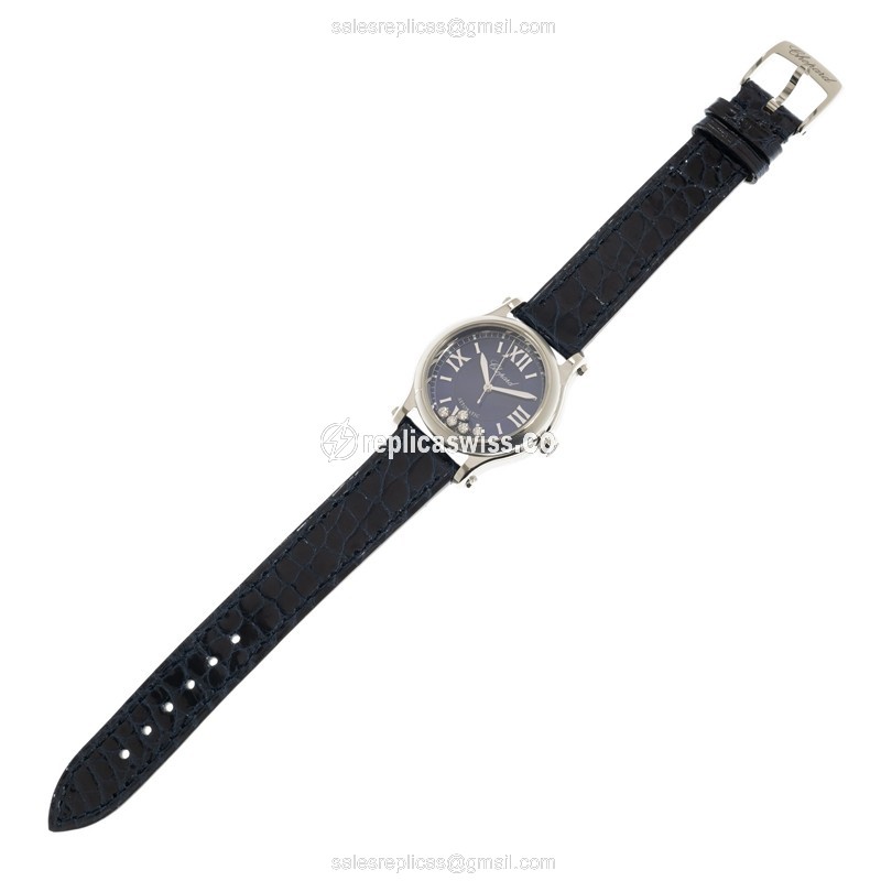 Chopard Happy Sport Replica - Automatic - Steel Case - Blue Dial - Blue Alligator Strap - View 2