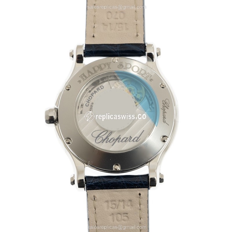 Chopard Happy Sport Replica - Automatic - Steel Case - Blue Dial - Blue Alligator Strap - View 3