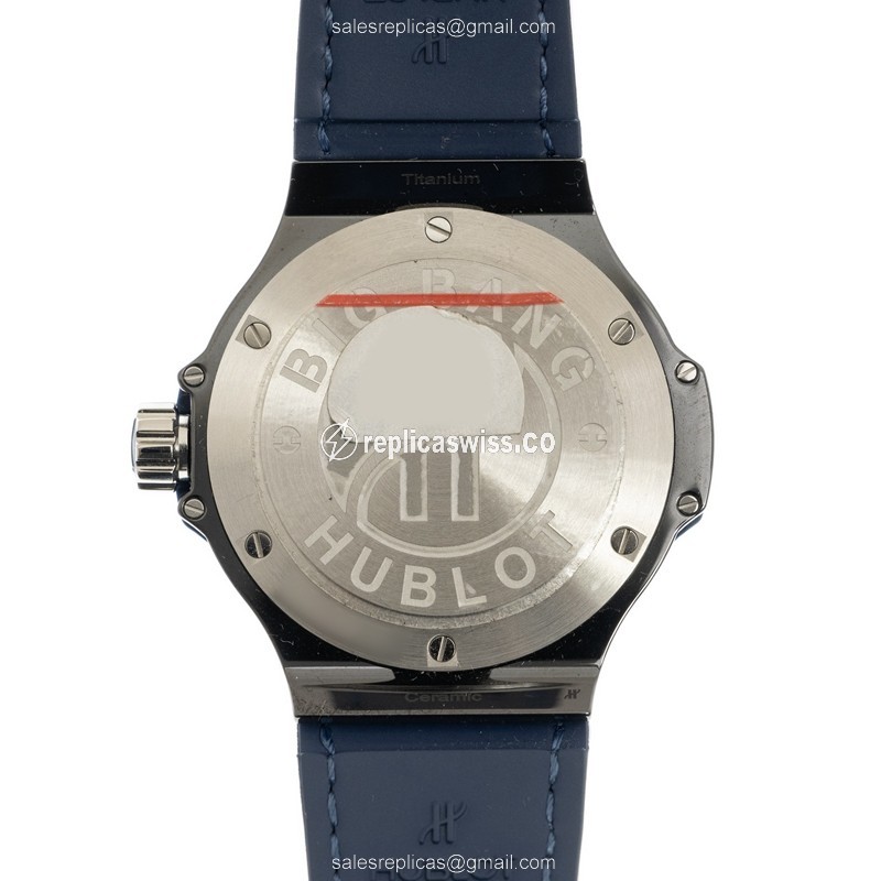 Hublot BIG BANG Replica - Quartz - Ceramic - Blue Dial - Diamond Bezel - Leather Strap - View 3