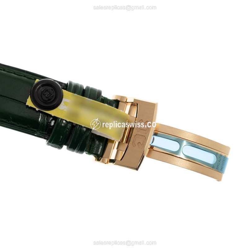Glashutte PANO Automatic 18kt Rose Gold - Green Dial - Alligator Green Strap - View 4