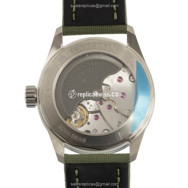 Blancpain 5000-1110-K52A Replica - Automatic - Steel Case - Gray Dial - Green Nylon Strap - View 3
