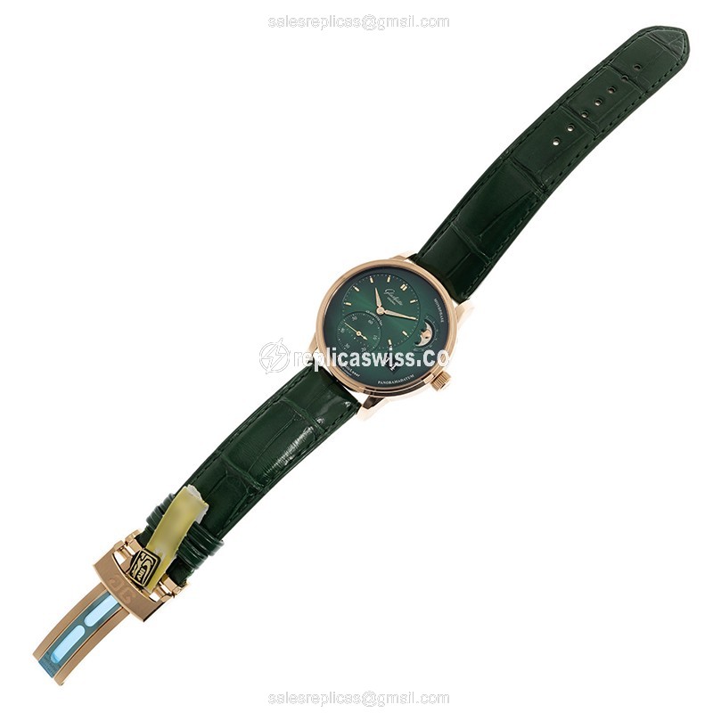 Glashutte 1-90-02-23-35-30 PANO - Automatic 18kt Rose Gold - Green Dial - Alligator Green Strap - View 2