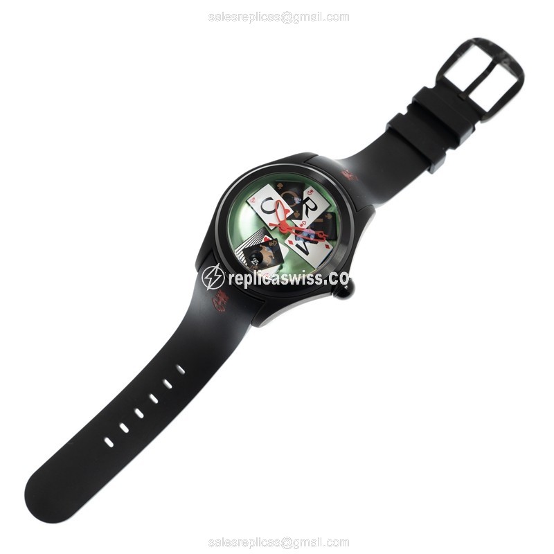 Corum Bubble Replica - Automatic - Green Dial - Steel Case - Black Rubber Strap - View 2