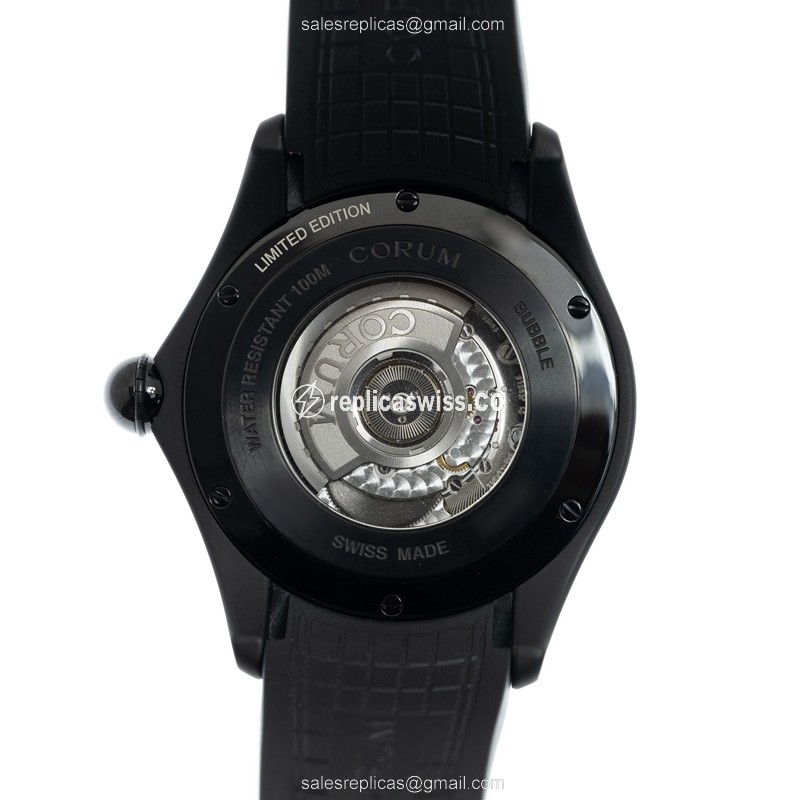 Corum Bubble Replica - Automatic - Green Dial - Steel Case - Black Rubber Strap - View 3