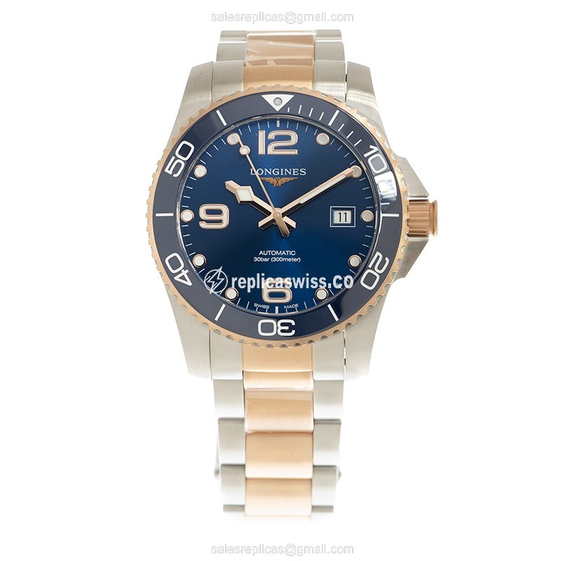 Longines Conquest Replica - 18kt Rose Gold & Steel - Automatic - Blue Dial - View 2