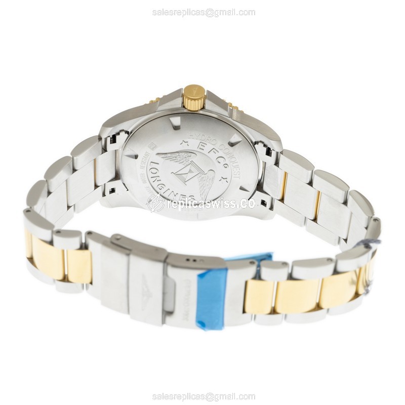 Longines Conquest Replica - Automatic - Ceramic - Green Dial, Gold Clasp & 18kt Steel Strap - View 4