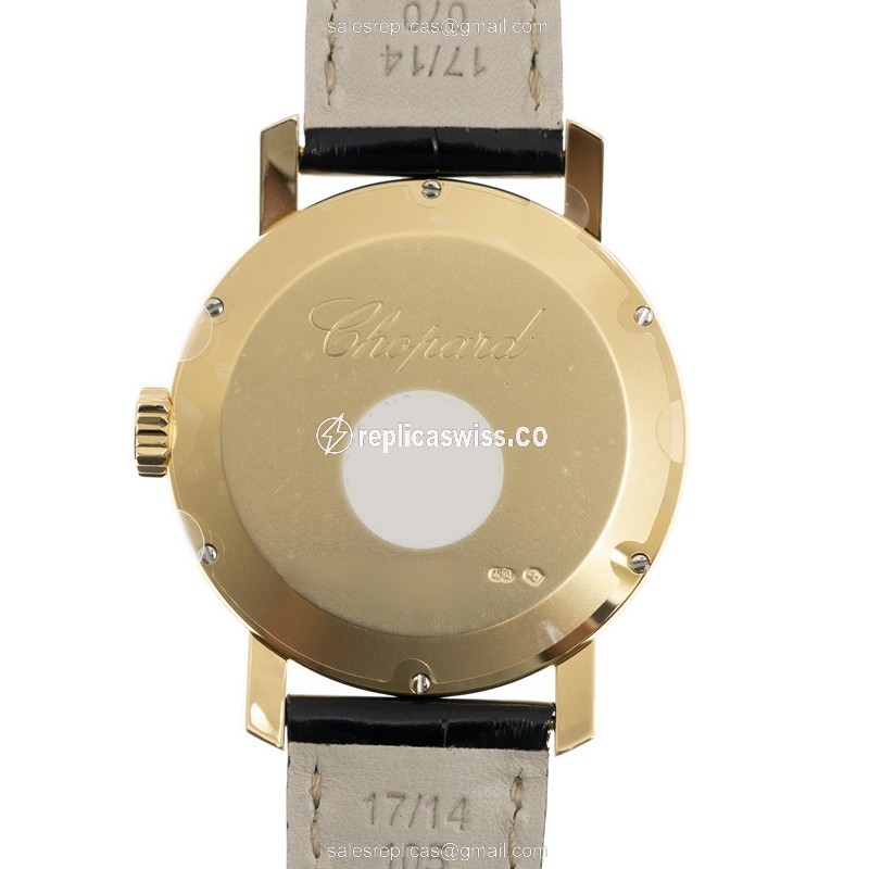 Chopard CLASSIQUE Replica - Auto - 18kt Yellow Gold - White Dial - Black Alligator Buckle - View 3