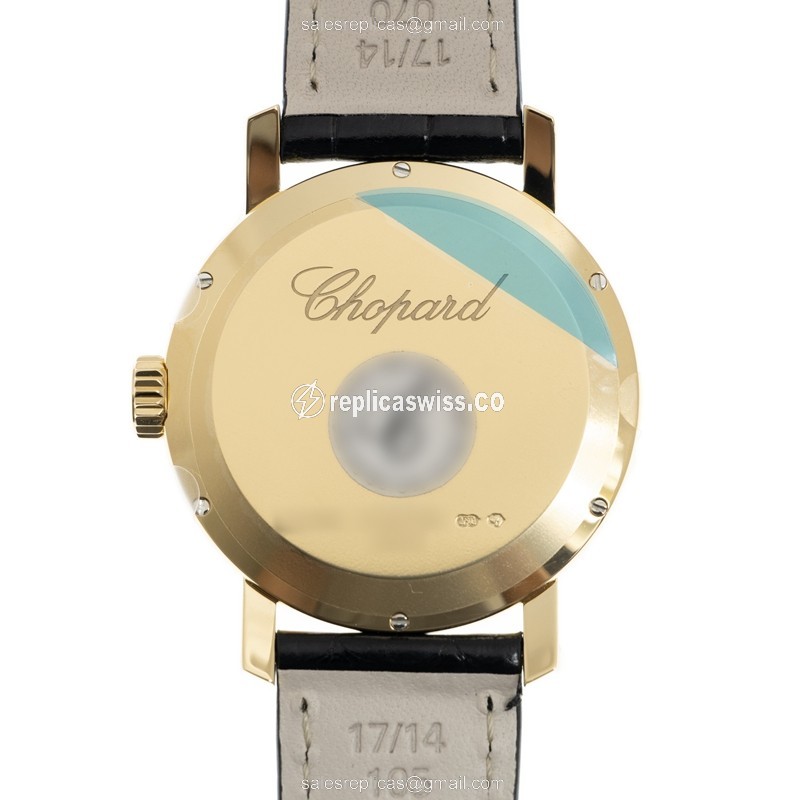 Chopard CLASSIQUE Replica - Automatic - 18kt Gold - Diamond - White Dial - Leather Black Strap - View 3