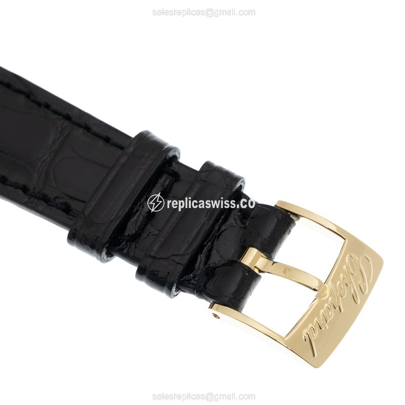 Chopard CLASSIQUE Replica - Automatic - 18kt Gold - Diamond - White Dial - Leather Black Strap - View 4