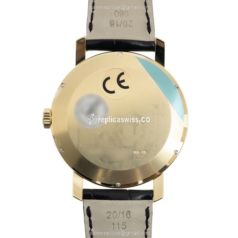 Chopard CLASSIQUE Replica - Automatic - 18kt Gold - Diamond - White Dial - Black Leather Strap - View 3