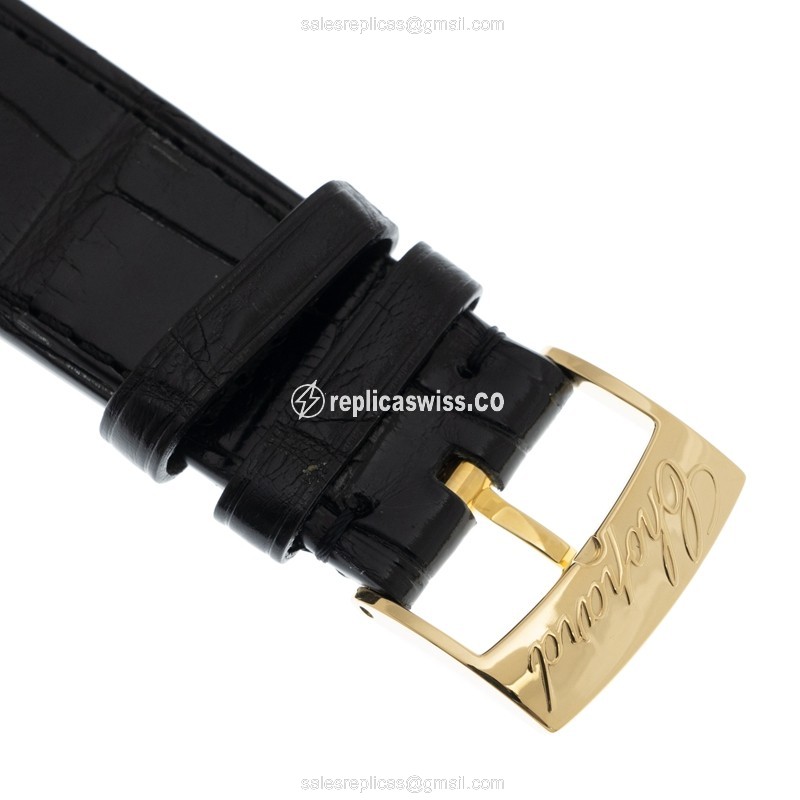 Chopard Imperiale 384241-0001 Replica - Auto - 18kt Yellow Gold - White Dial - Black Leather Strap - View 4
