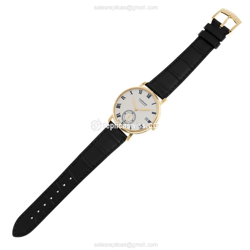 Chopard CLASSIQUE 161289-0001 - Auto 18kt Gold - White Dial, Black Leather Strap - View 2