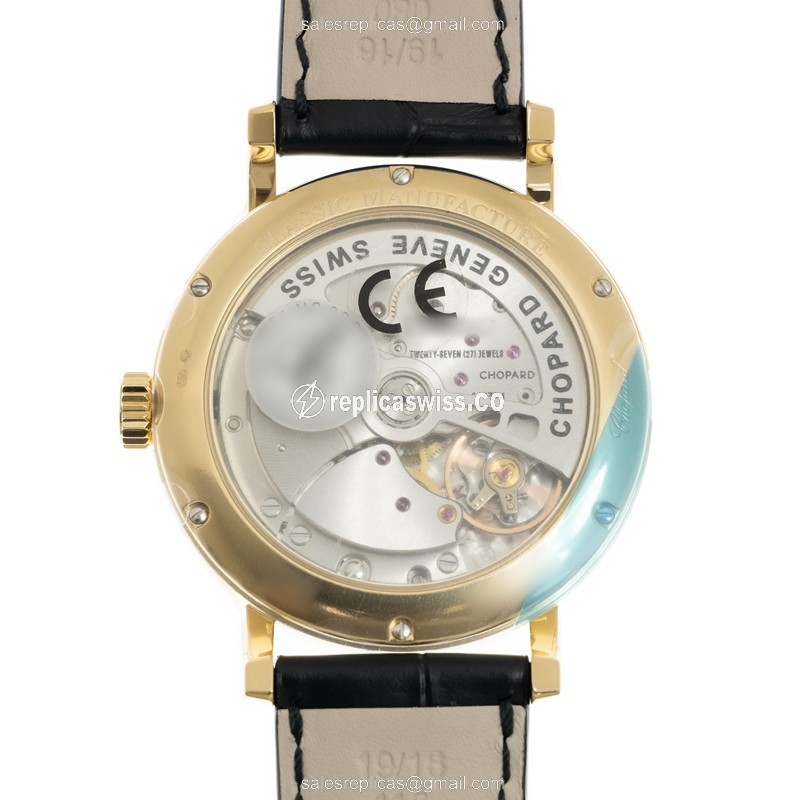 Chopard CLASSIQUE 161289-0001 - Auto 18kt Gold - White Dial, Black Leather Strap - View 3