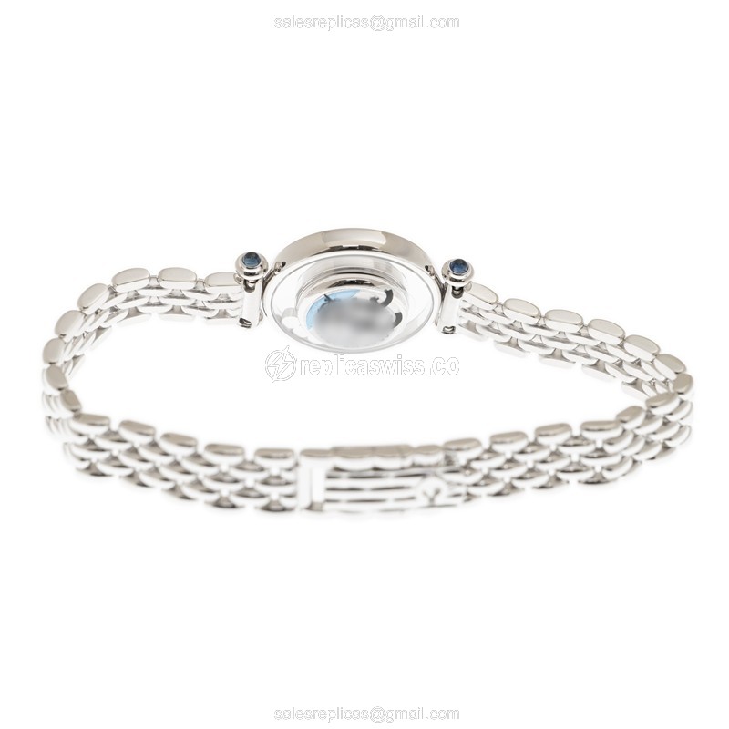 Chopard 204780-1018 Happy Diamonds - Quartz - 18kt White Gold - Silver Dial - Gold Strap - View 4