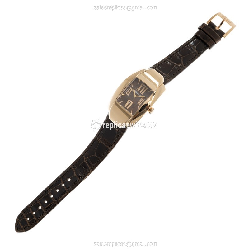 Chopard LA STRADA Replica - Quartz - 18kt Rose Gold - Brown Dial - Leather Strap - View 2
