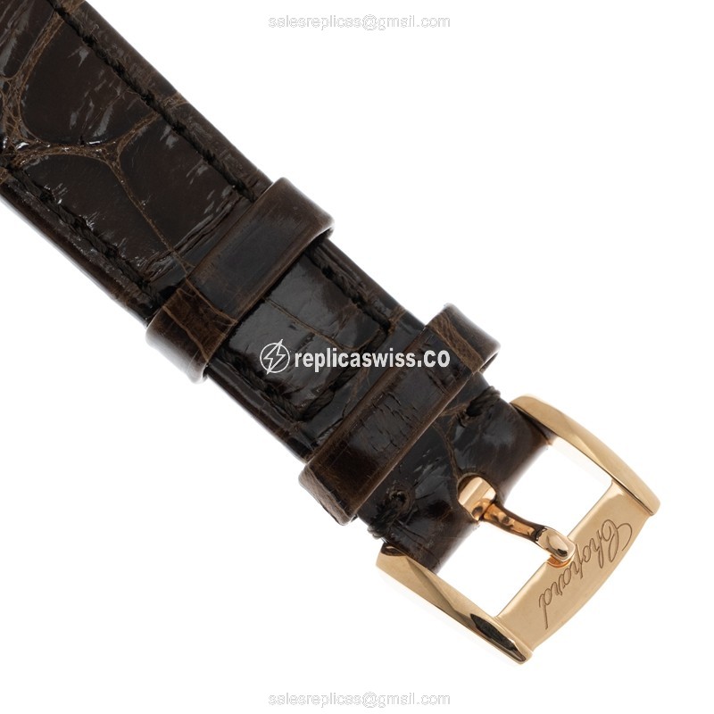 Chopard LA STRADA Replica - Quartz - 18kt Rose Gold - Brown Dial - Leather Strap - View 4