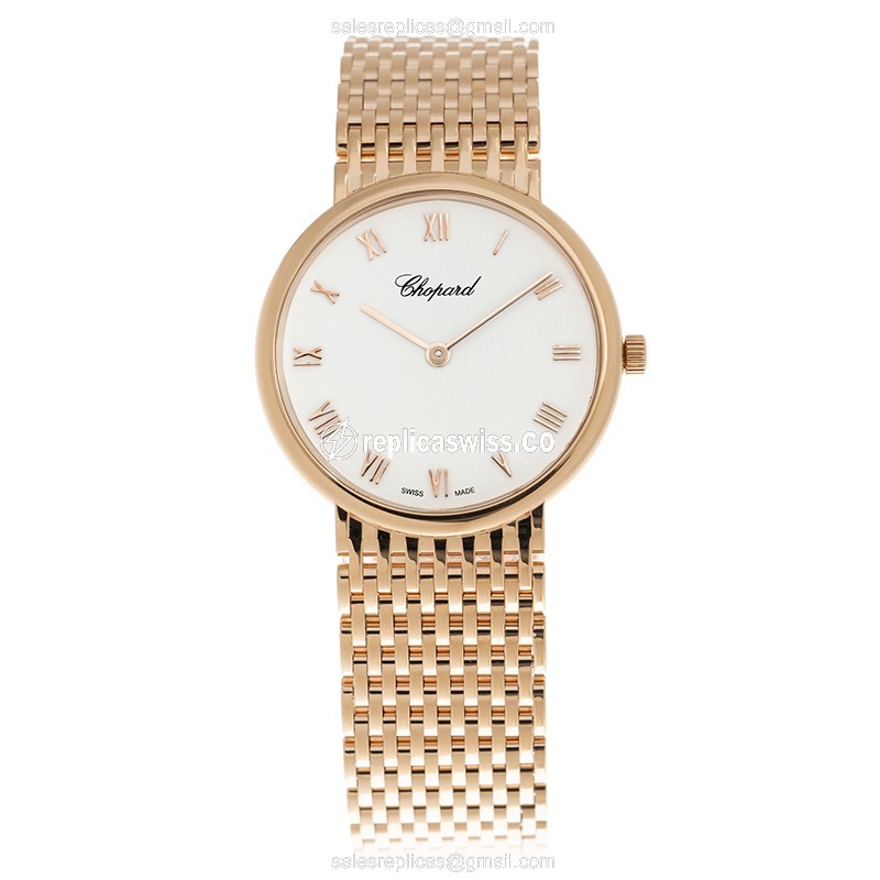 Chopard CLASSIQUE Quartz 18kt Rose Gold - White Dial - Gold Strap - View 2