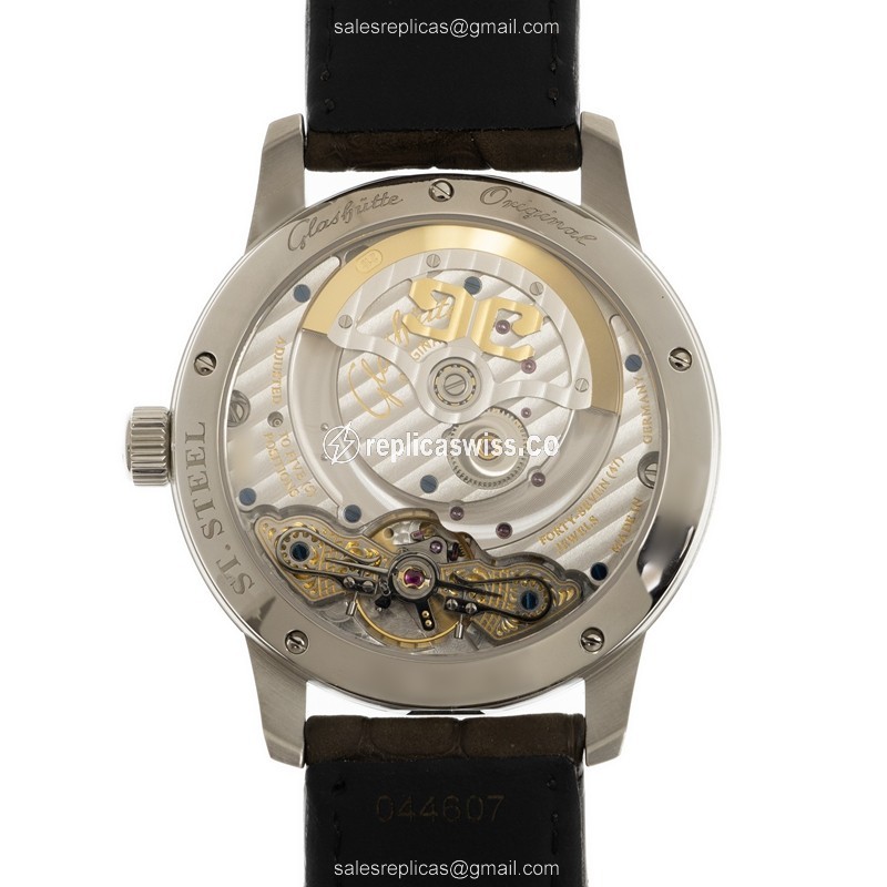 Glashutte PANO Replica - Automatic - Stainless Steel - Green Dial - Brown Alligator - View 3