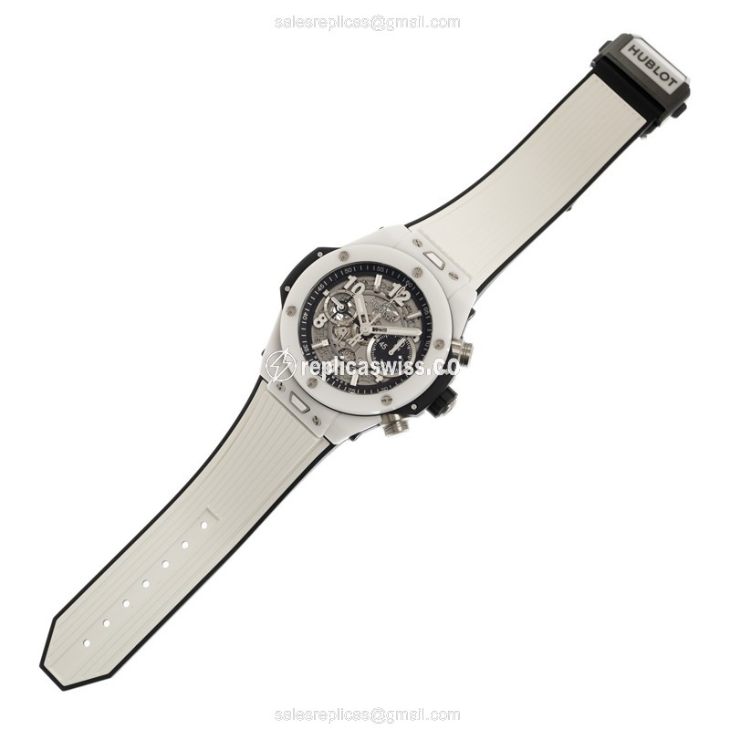 Hublot Big Bang Replica - Automatic - Ceramic - Transparent - White Rubber - Clasp - View 2